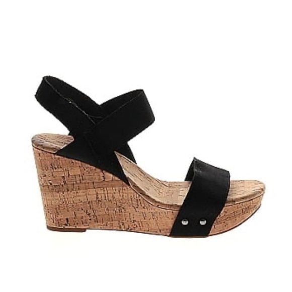 Lucky Brand "Malliah" Wedge Platform Sandal - Black - Picture 2 of 6